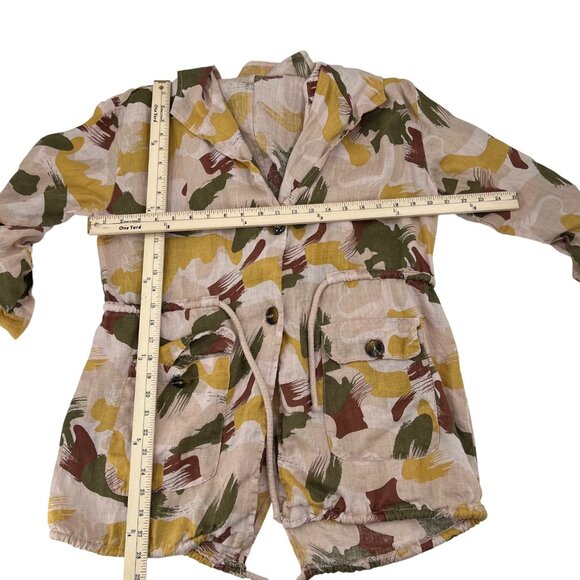 Baci Women's Multicolor Linen Hooded Button Down Pockets Made In Italy Small - Picture 6 of 10